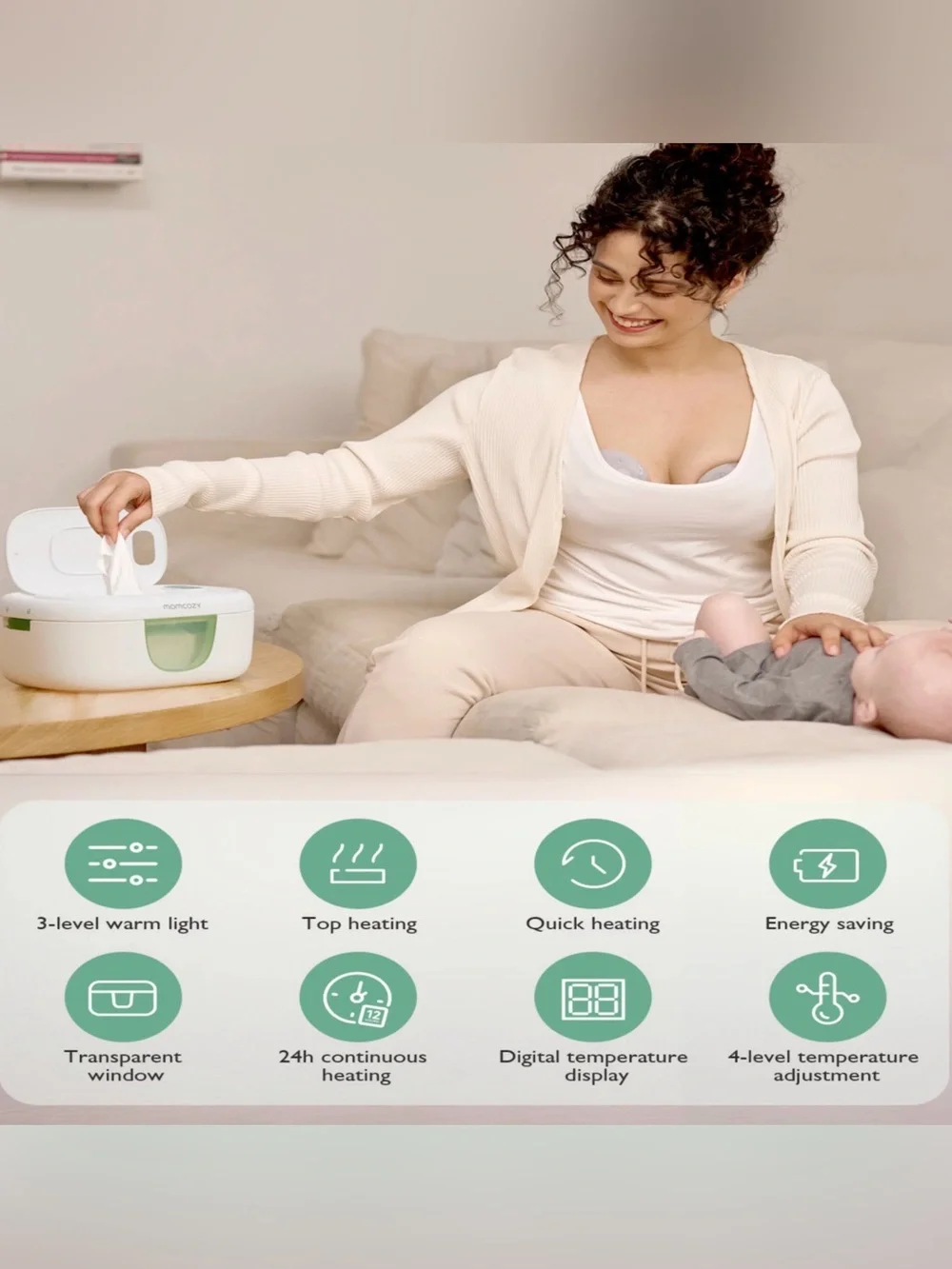 Momcozy baby wipe warmer with soft nightlight, NWOT